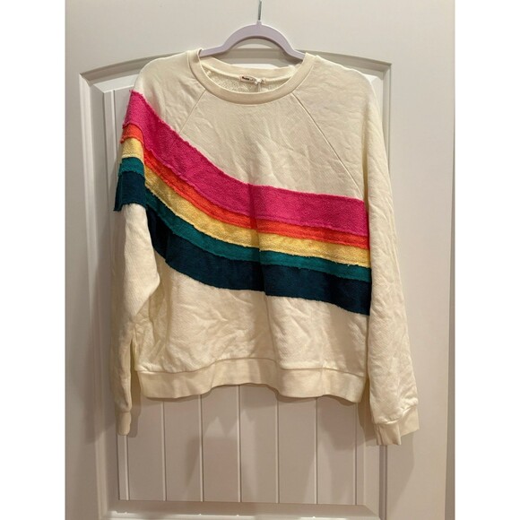Marine Layer Vintage Rainbow Wave Terry Sweatshirt Distressed. NEW - Picture 1 of 7